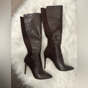 Aldo brown textured boots. Worn once. Perfect condition. Knee height